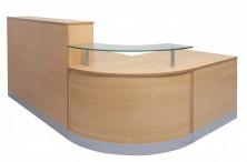 Quick Delivery Flow Reception Counter With Glass Feature. NCT1160: 2400 X 1600 X 800 D. Beech Only